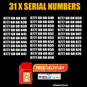 31 x Serial Golden Numbers VODAFONE Network – Best For Company/Business- SN-31