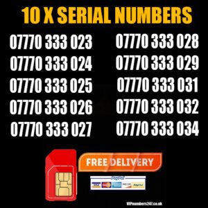 10 x Serial Golden Numbers VODAFONE Network – Best For Company/Business- SN-34